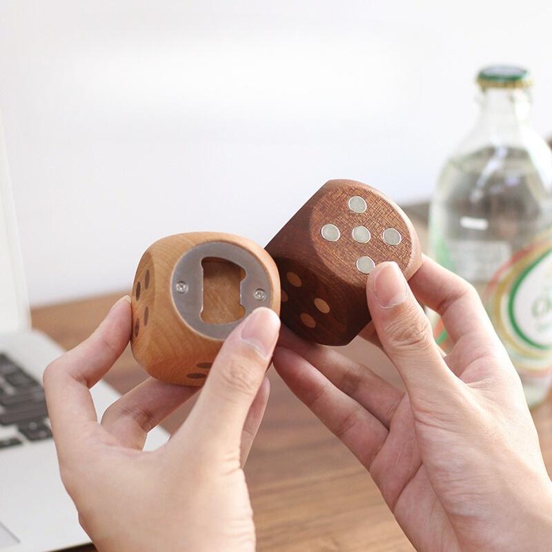 Wooden Dice Bottle Opener