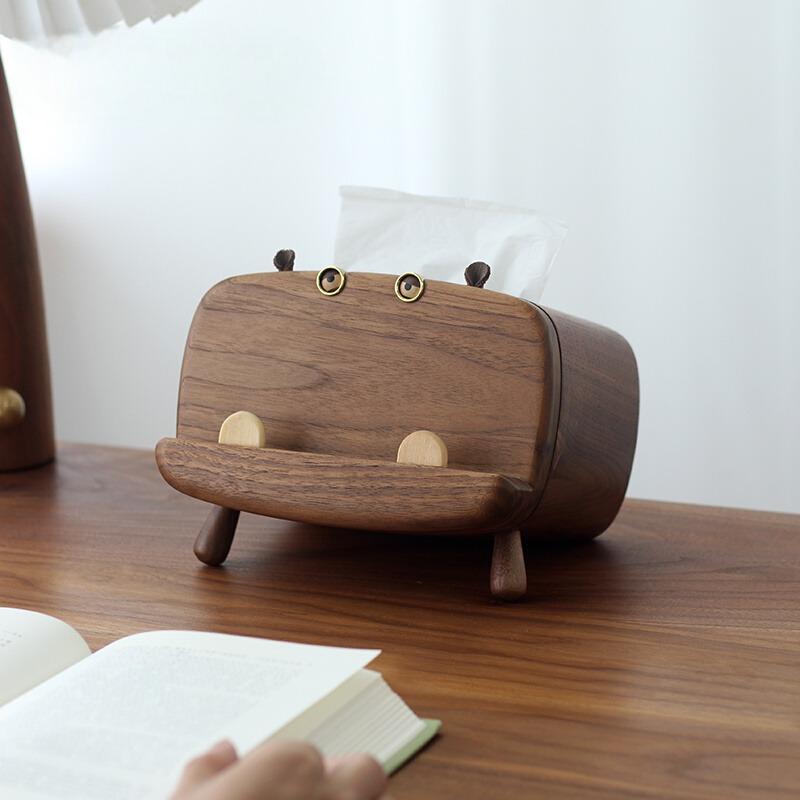 Creative Desktop Solid Wooden Tissue Box