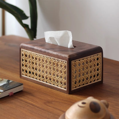 Octagonal Rattan Tissue Box