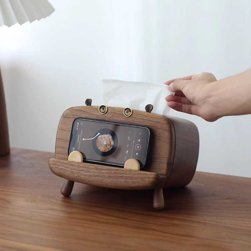 Creative Desktop Solid Wooden Tissue Box