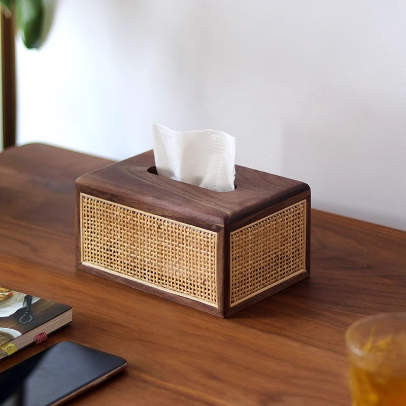 Octagonal Rattan Tissue Box