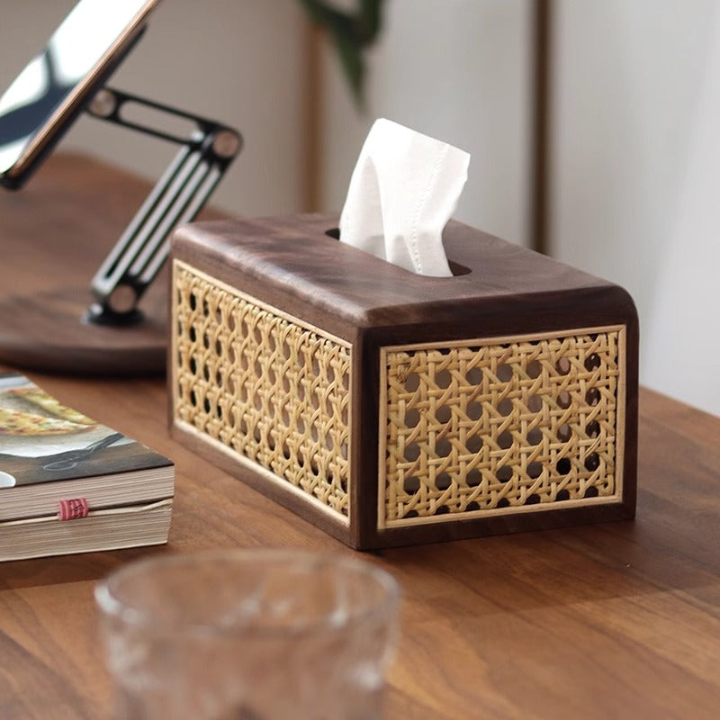 Octagonal Rattan Tissue Box