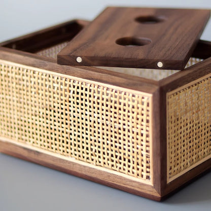 Octagonal Rattan Tissue Box